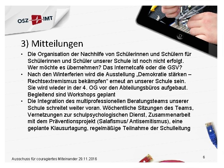 3) Mitteilungen • Die Organisation der Nachhilfe von Schülerinnen und Schülern für Schülerinnen und