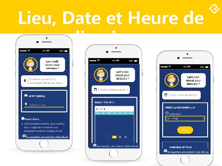 Lieu, Date et Heure de livraison 