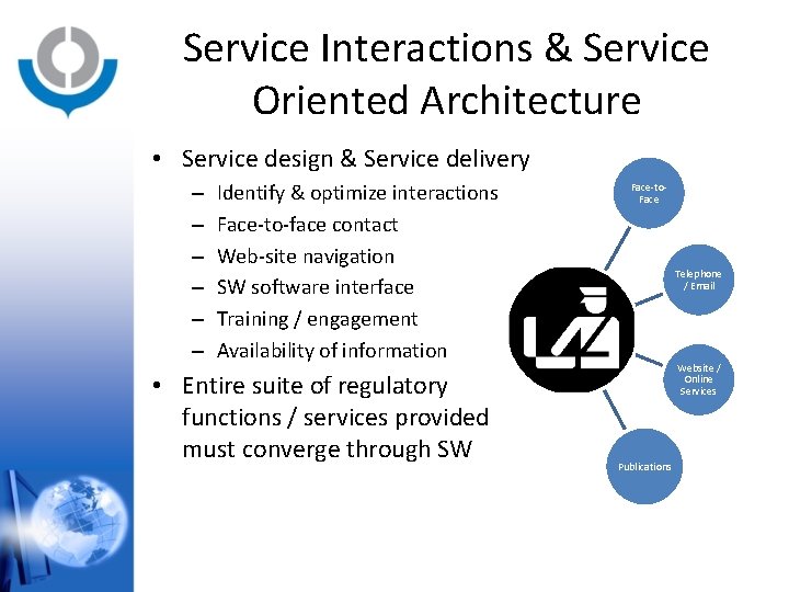 Service Interactions & Service Oriented Architecture • Service design & Service delivery – –