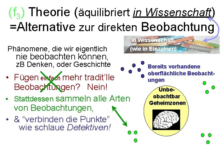 (f(f) Theory (with equilibration in Sci. ) 3) Theorie (äquilibriert in Wissenschaft) =Alternative zur