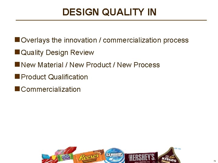 DESIGN QUALITY IN n Overlays the innovation / commercialization process n Quality Design Review DESIGN QUALITY IN n Overlays the innovation / commercialization process n Quality Design Review