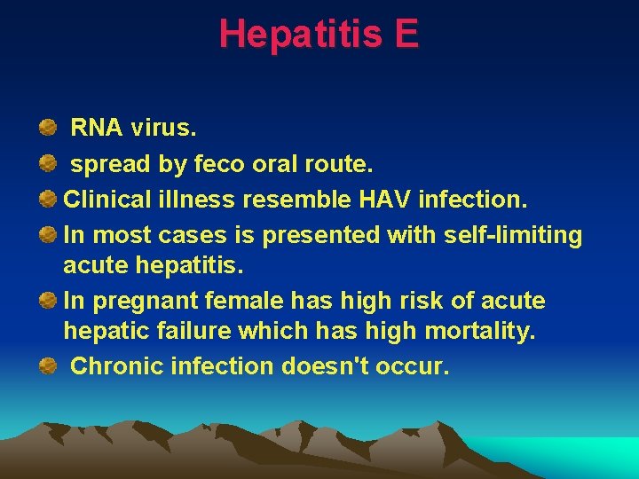 Hepatitis E RNA virus. spread by feco oral route. Clinical illness resemble HAV infection.