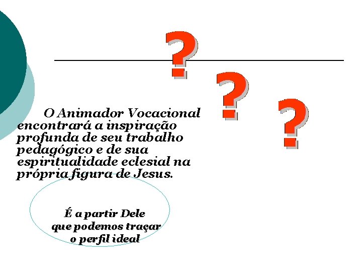 O Animador Vocacional encontrará a inspiração profunda de seu trabalho pedagógico e de sua