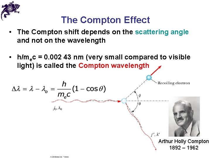 The Compton Effect • The Compton shift depends on the scattering angle and not The Compton Effect • The Compton shift depends on the scattering angle and not