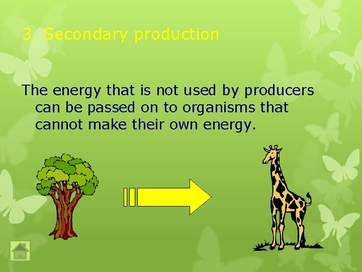 3. Secondary production The energy that is not used by producers can be passed 3. Secondary production The energy that is not used by producers can be passed