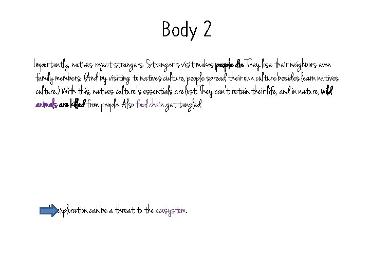 Body 2 Importantly, natives reject strangers. Stranger’s visit makes people die. They lose their