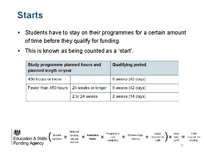 Starts § Students have to stay on their programmes for a certain amount of Starts § Students have to stay on their programmes for a certain amount of