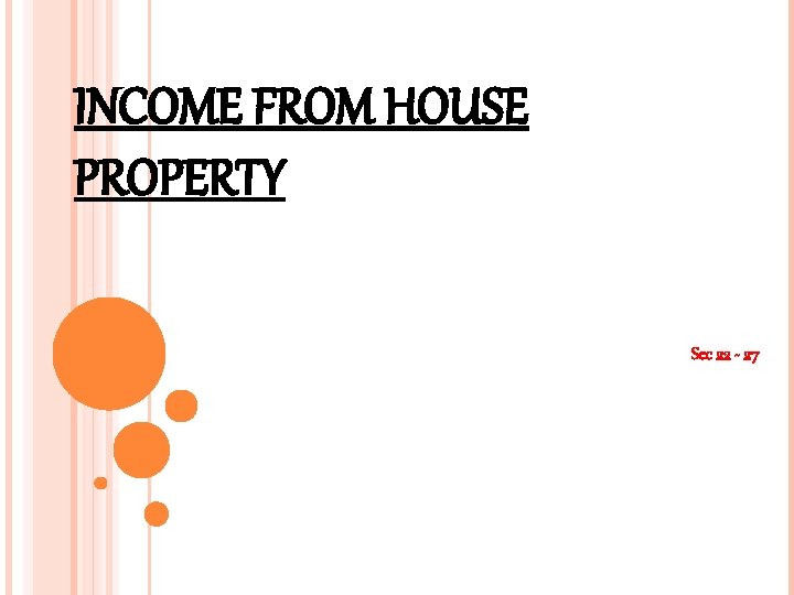 INCOME FROM HOUSE PROPERTY Sec 22 - 27 
