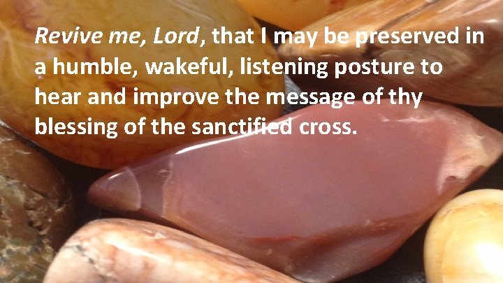 Revive me, Lord, that I may be preserved in a humble, wakeful, listening posture