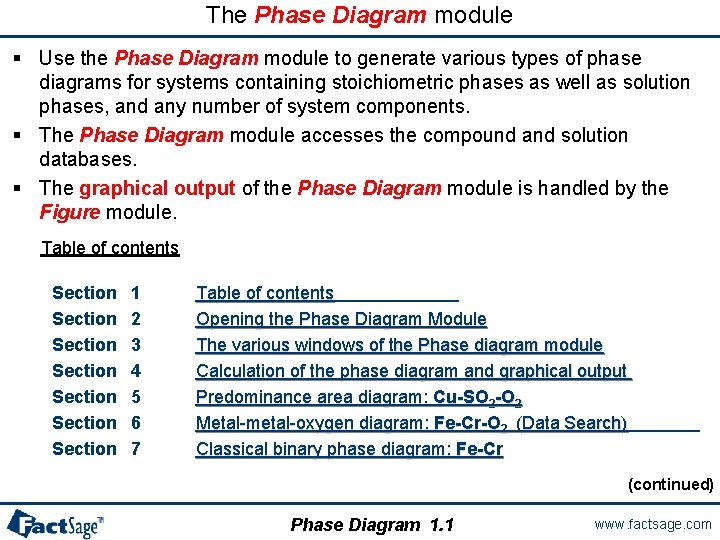 The Phase Diagram module § Use the Phase Diagram module to generate various types
