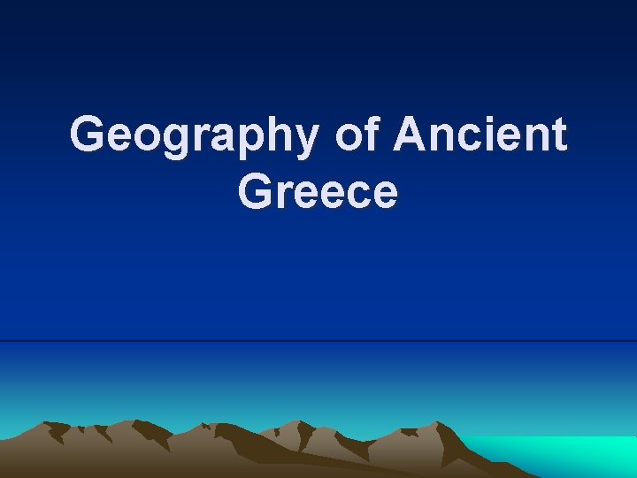 Geography of Ancient Greece 