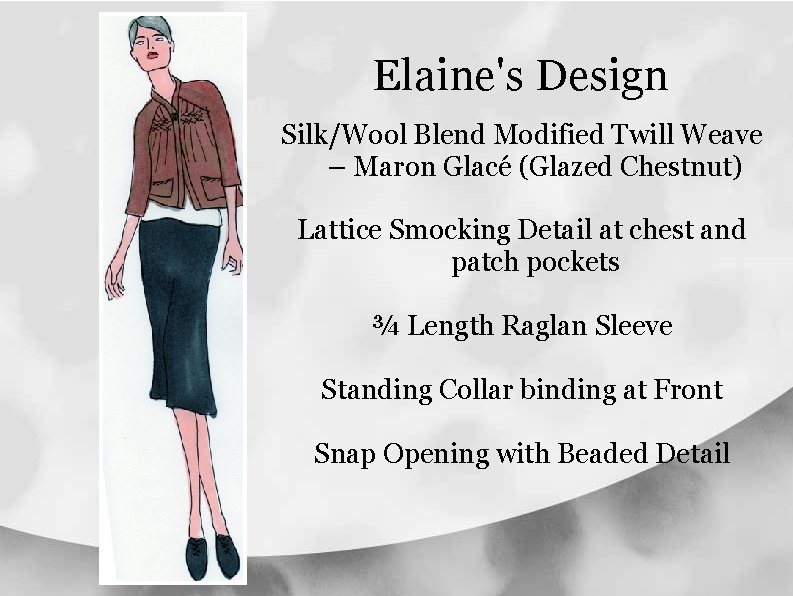 Elaine's Design Silk/Wool Blend Modified Twill Weave – Maron Glacé (Glazed Chestnut) Lattice Smocking Elaine's Design Silk/Wool Blend Modified Twill Weave – Maron Glacé (Glazed Chestnut) Lattice Smocking