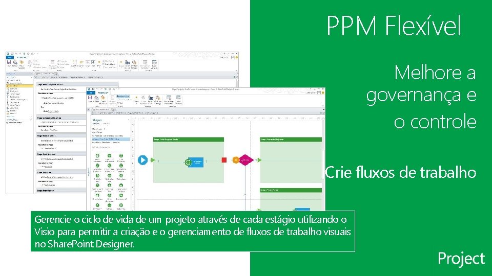 PPM Flexível Melhore a governança e o controle Crie fluxos de trabalho Gerencie o
