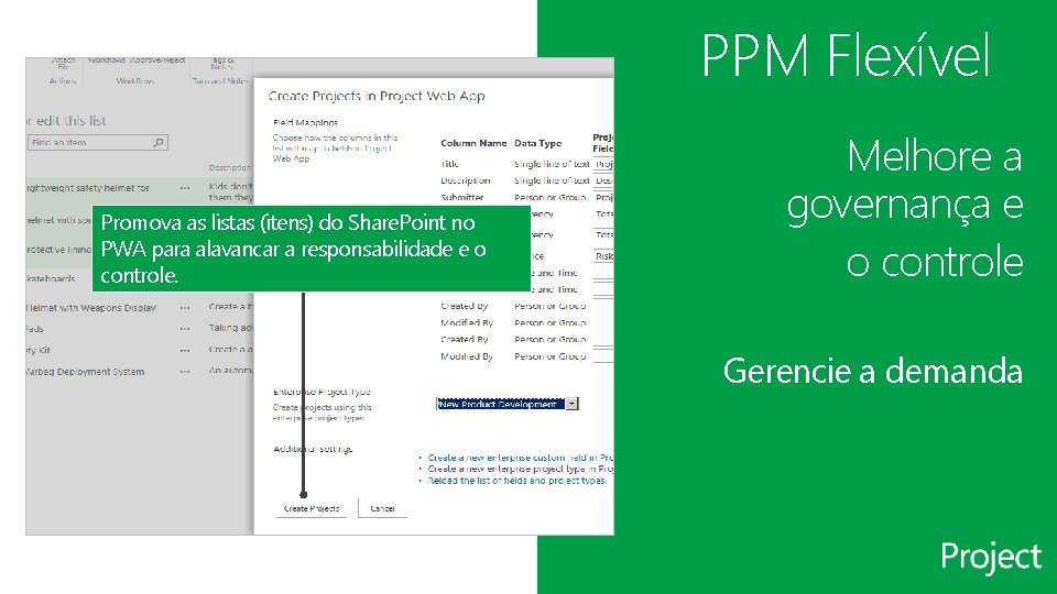 PPM Flexível Promova as listas (itens) do Share. Point no PWA para alavancar a