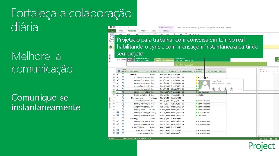 Fortaleça a colaboração diária Melhore a comunicação Comunique-se instantaneamente Projetado para trabalhar com conversa