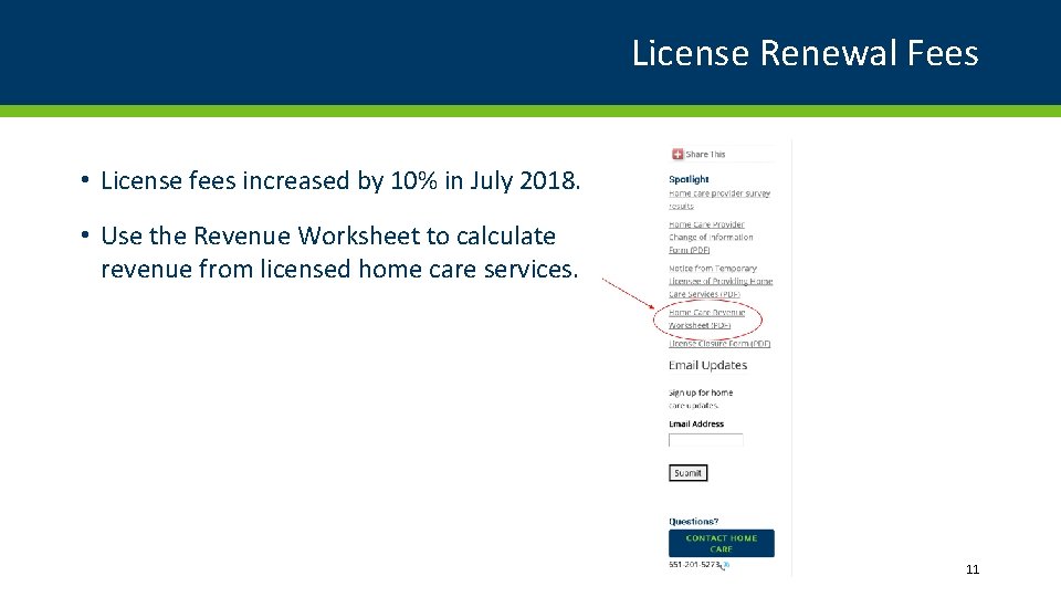 License Renewal Fees • License fees increased by 10% in July 2018. • Use