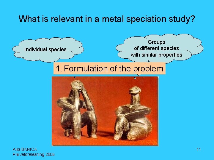 What is relevant in a metal speciation study? Individual species Groups of different species