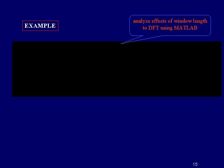 EXAMPLE analyze effects of window length to DFT using MATLAB 15 