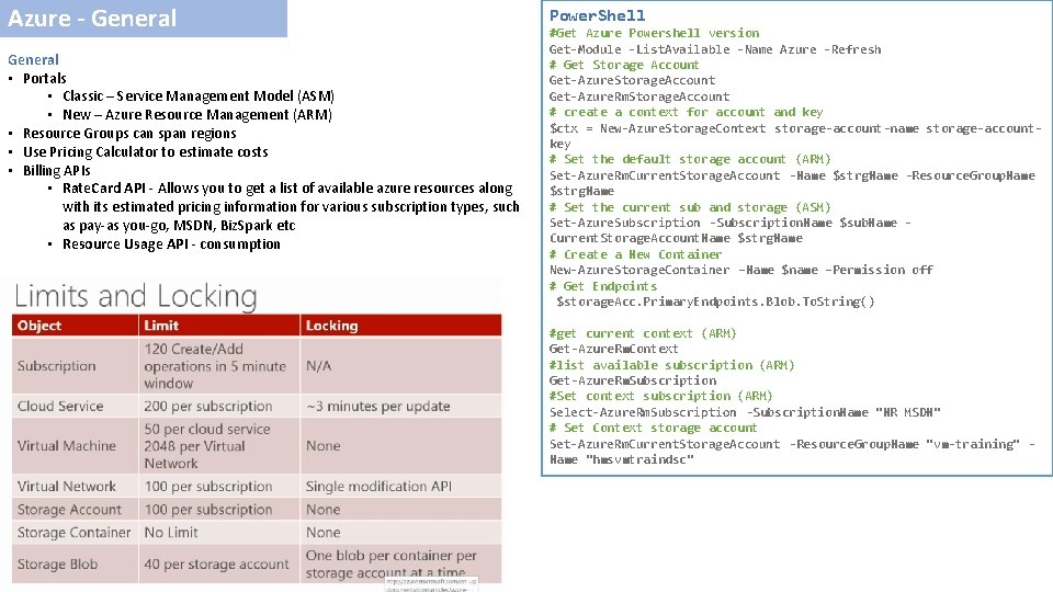 Azure - General • Portals • Classic – Service Management Model (ASM) • New