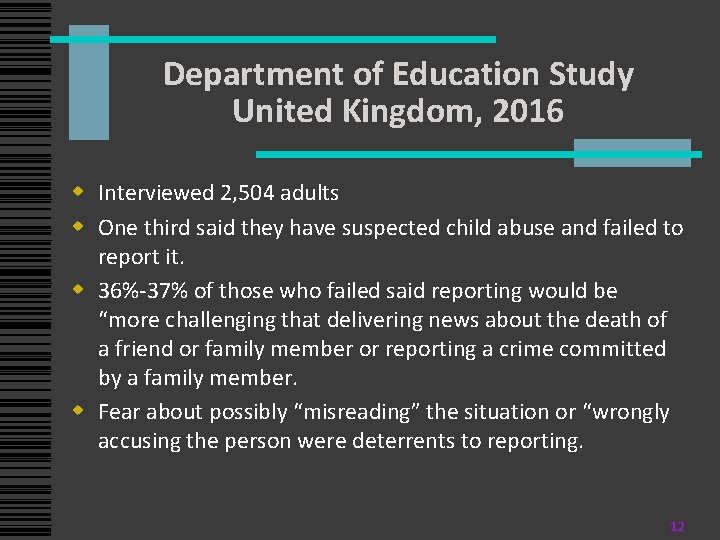 Department of Education Study United Kingdom, 2016 w Interviewed 2, 504 adults w One