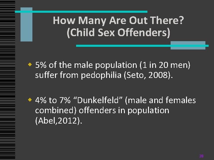 How Many Are Out There? (Child Sex Offenders) w 5% of the male population