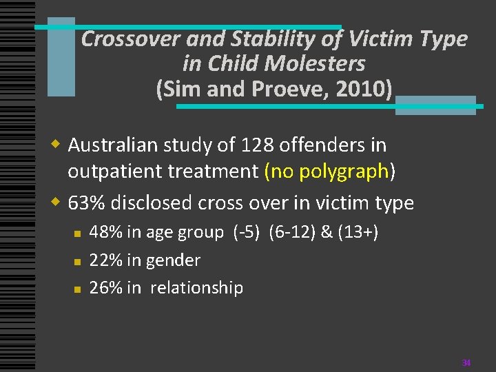 Crossover and Stability of Victim Type in Child Molesters (Sim and Proeve, 2010) w