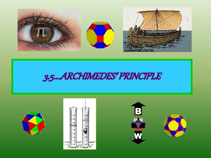 3. 5…. ARCHIMEDES’ PRINCIPLE 