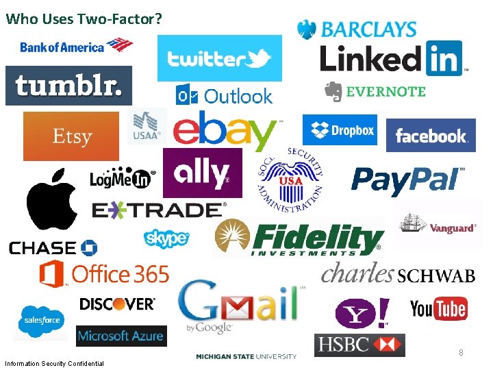 Who Uses Two-Factor? 8 Information Security Confidential Who Uses Two-Factor? 8 Information Security Confidential