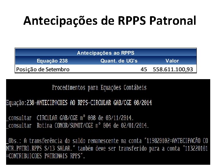 Antecipações de RPPS Patronal 