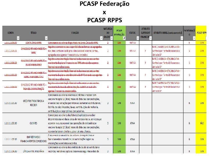 PCASP Federação x PCASP RPPS 