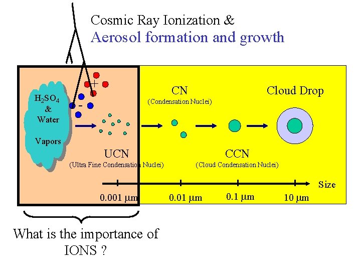 Cosmic Ray Ionization & Aerosol formation and growth + H 2 SO 4 &