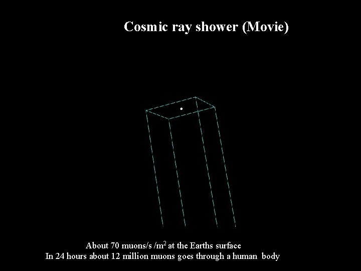 Cosmic ray shower (Movie) About 70 muons/s /m 2 at the Earths surface In