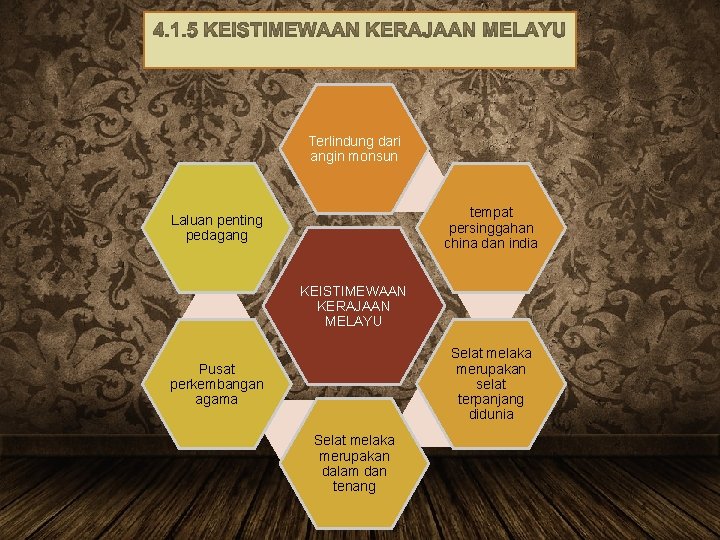 Terlindung dari angin monsun tempat persinggahan china dan india Laluan penting pedagang KEISTIMEWAAN KERAJAAN