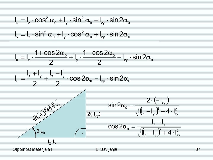 2 zy (I z √ ·I 4 )2 + 2(-Izy) Iy 2 0 ·