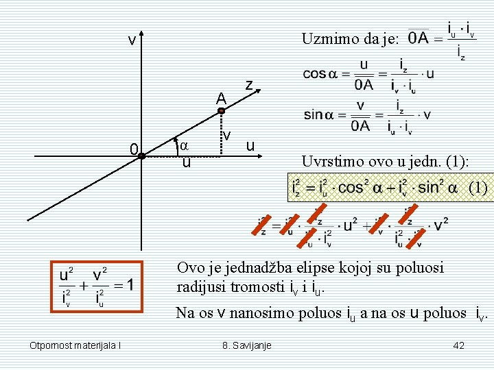 Uzmimo da je: v A 0 α u v z u Uvrstimo ovo u