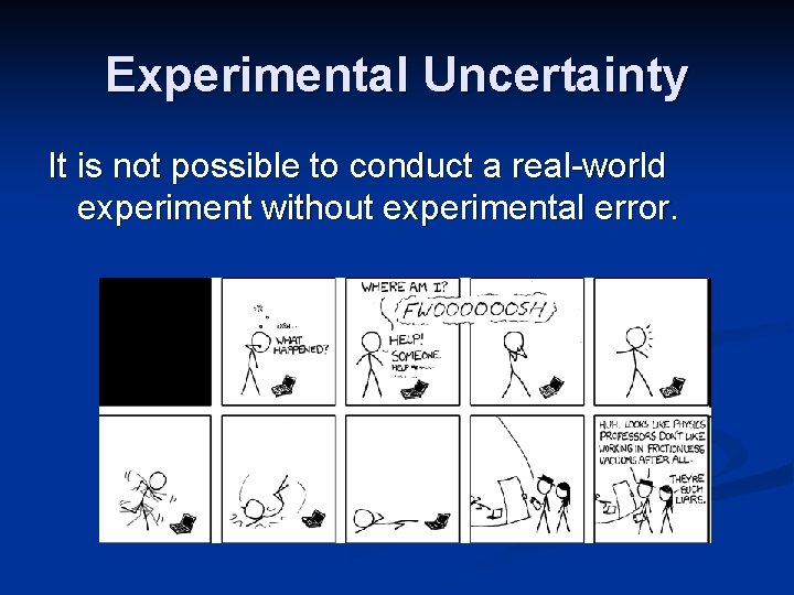 Experimental Uncertainty It is not possible to conduct a real-world experiment without experimental error.