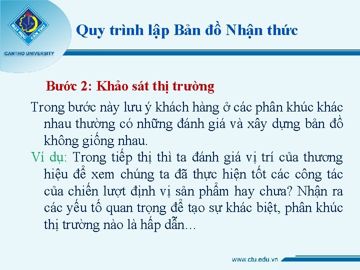 Quy trình lập Bản đồ Nhận thức Bước 2: Khảo sát thị trường Trong