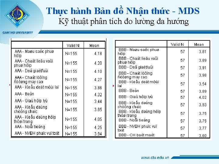 Thực hành Bản đồ Nhận thức - MDS Kỹ thuật phân tích đo lường