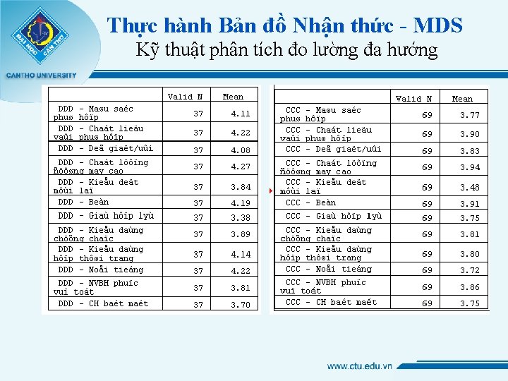 Thực hành Bản đồ Nhận thức - MDS Kỹ thuật phân tích đo lường