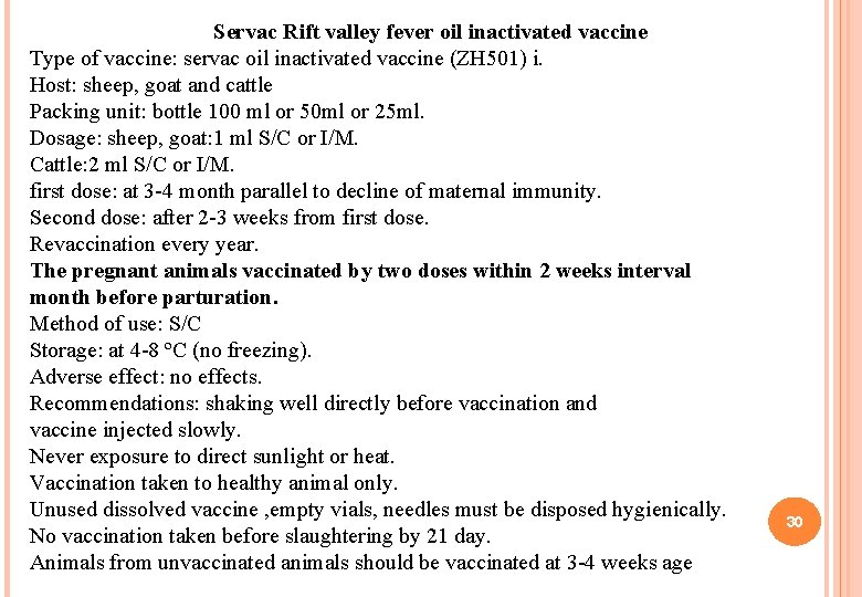 Servac Rift valley fever oil inactivated vaccine Type of vaccine: servac oil inactivated vaccine Servac Rift valley fever oil inactivated vaccine Type of vaccine: servac oil inactivated vaccine