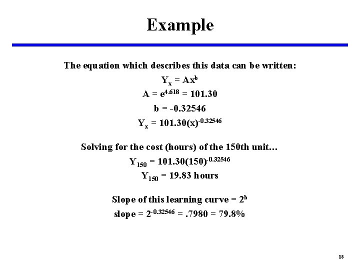 Example The equation which describes this data can be written: Yx = Axb A