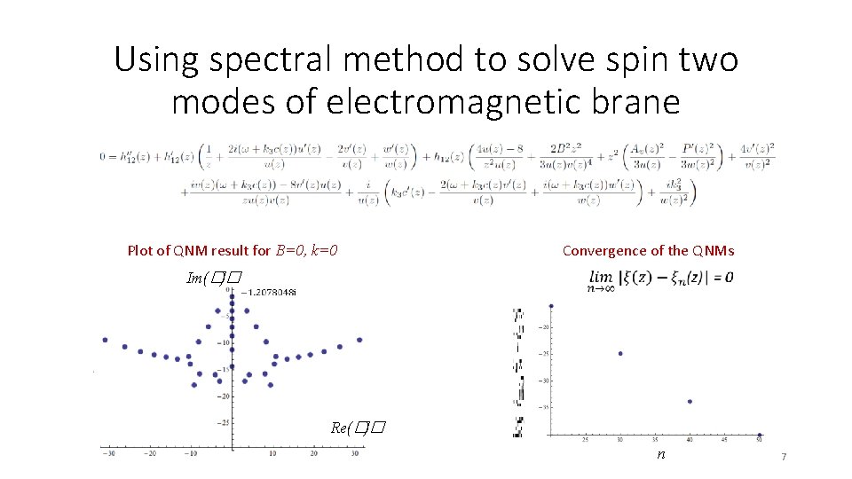 Using spectral method to solve spin two modes of electromagnetic brane Plot of QNM