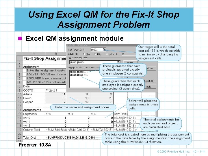 Using Excel QM for the Fix-It Shop Assignment Problem n Excel QM assignment module