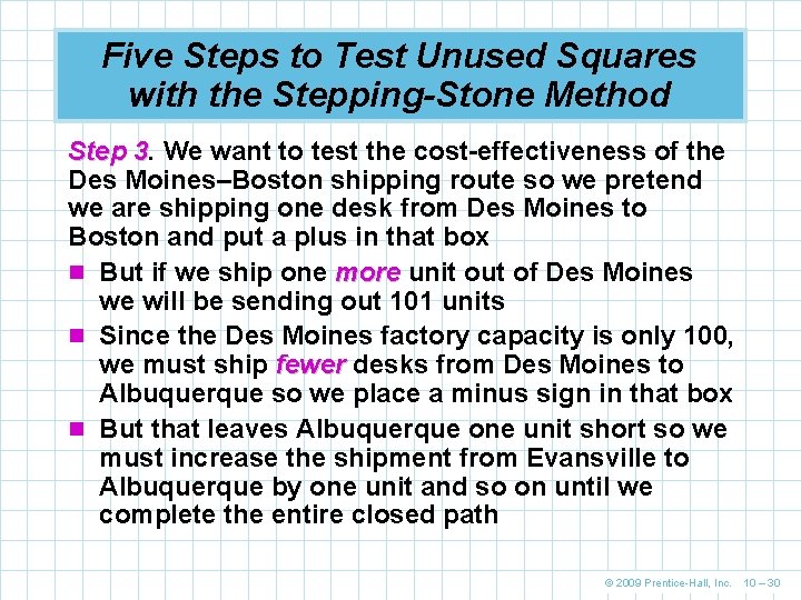 Five Steps to Test Unused Squares with the Stepping-Stone Method Step 3. 3 We