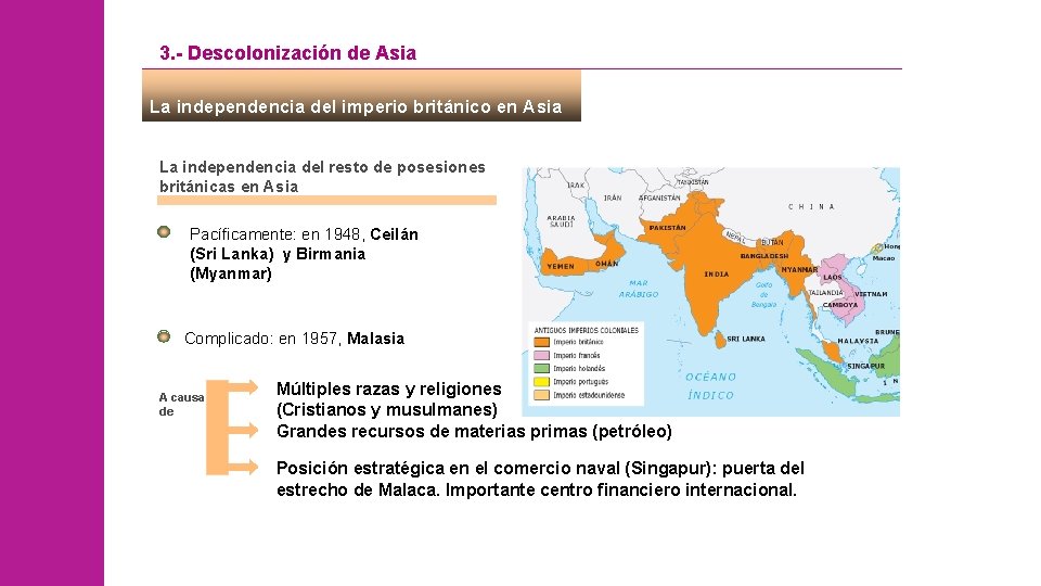 3. - Descolonización de Asia La independencia del imperio británico en Asia La independencia