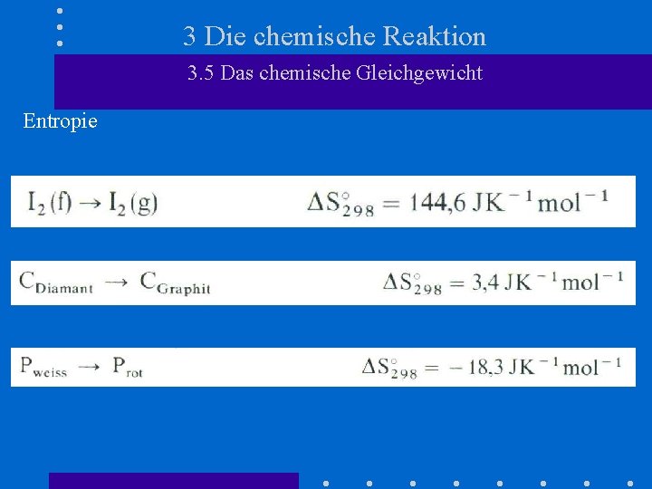 3 Die chemische Reaktion 3. 5 Das chemische Gleichgewicht Entropie 