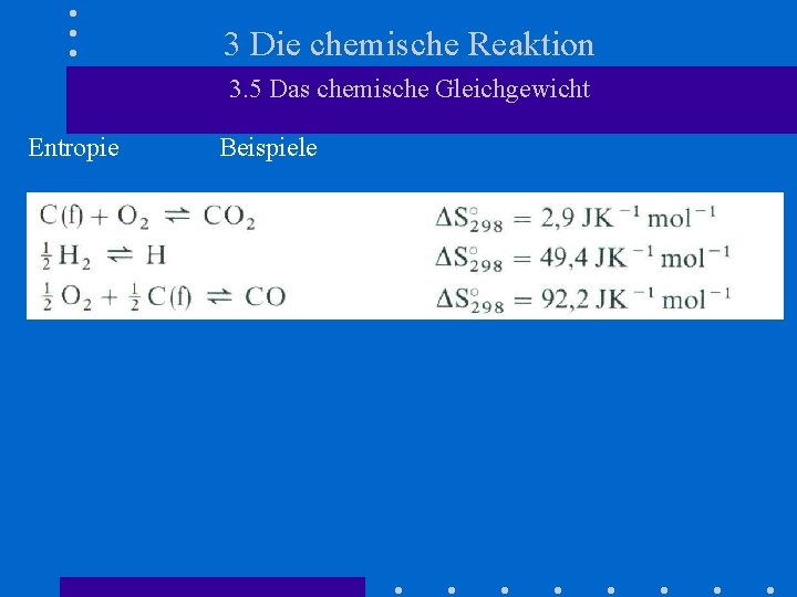 3 Die chemische Reaktion 3. 5 Das chemische Gleichgewicht Entropie Beispiele 