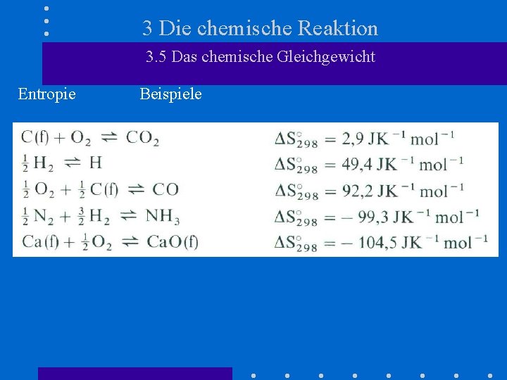 3 Die chemische Reaktion 3. 5 Das chemische Gleichgewicht Entropie Beispiele 