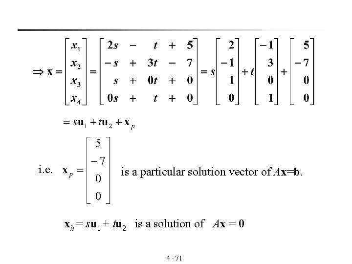 i. e. is a particular solution vector of Ax=b. xh = su 1 +