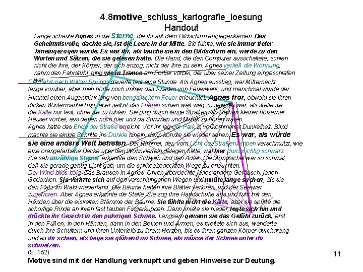 4. 8 motive_schluss_kartografie_loesung Handout Lange schaute Agnes in die Sterne, die ihr auf dem 4. 8 motive_schluss_kartografie_loesung Handout Lange schaute Agnes in die Sterne, die ihr auf dem